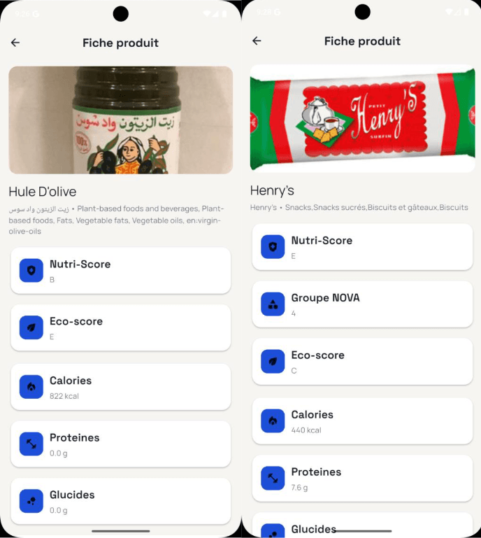 Capture du projet QRnutrition