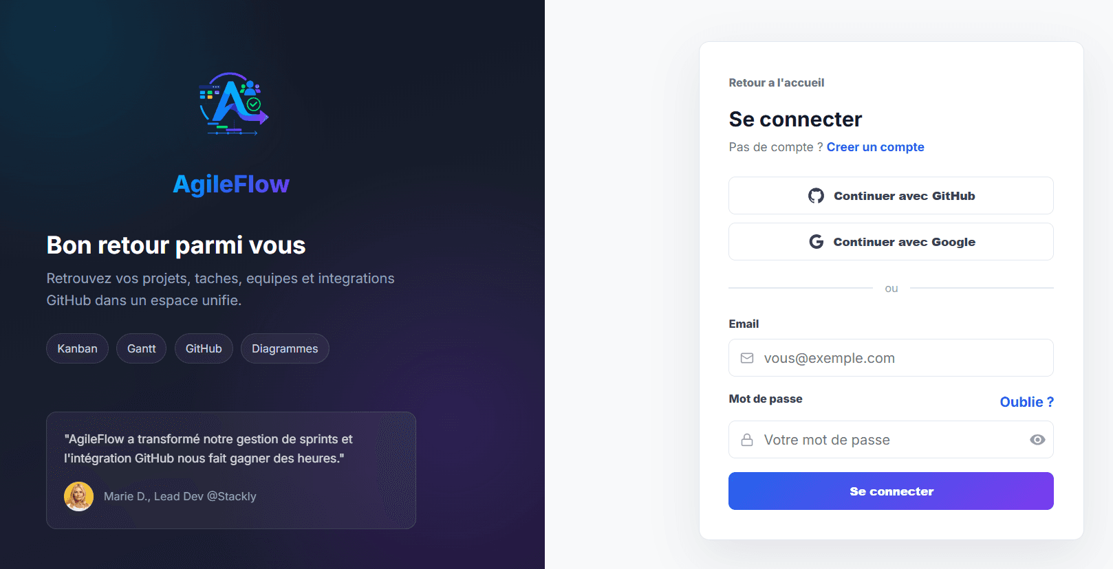 Capture du projet AgileFlow